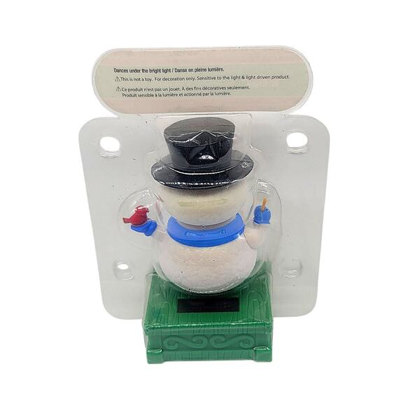 NEW Christmas Solar Dancing Snowman Blue Scarf Red Bird Hat Broom 2016 SEALED - Picture 3 of 5